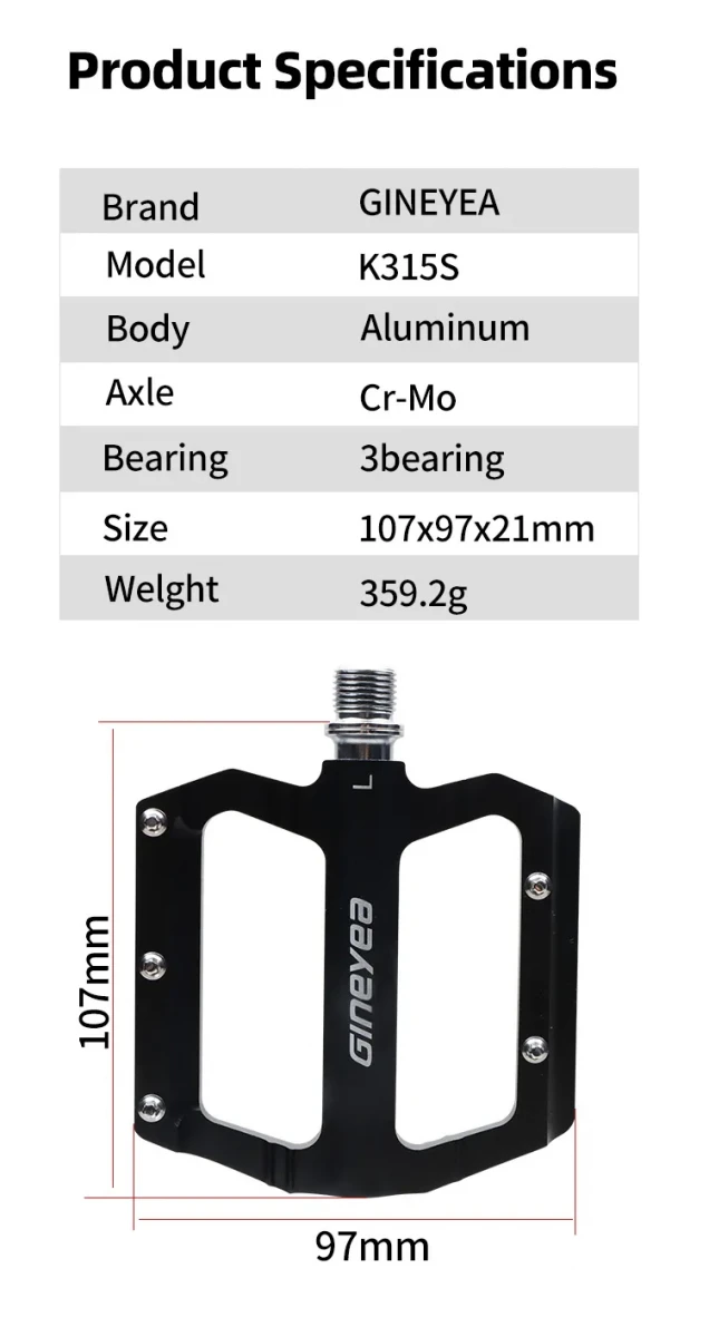 Педали GINEYEA K-315S Черный Педали GINEYEA K-315S Черный